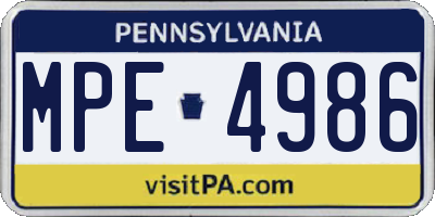 PA license plate MPE4986