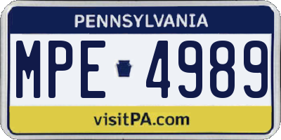 PA license plate MPE4989