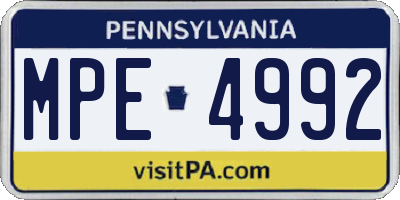PA license plate MPE4992