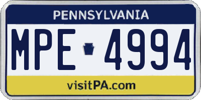 PA license plate MPE4994