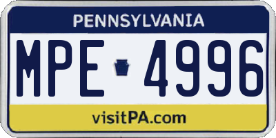 PA license plate MPE4996
