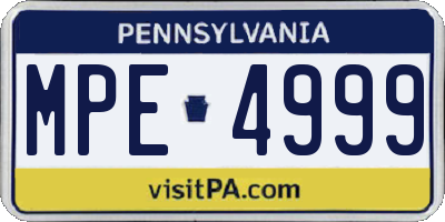 PA license plate MPE4999
