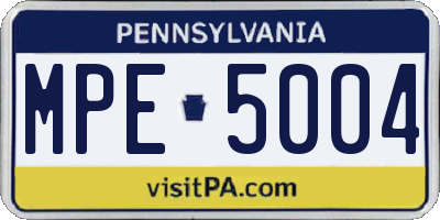 PA license plate MPE5004