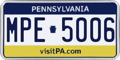 PA license plate MPE5006