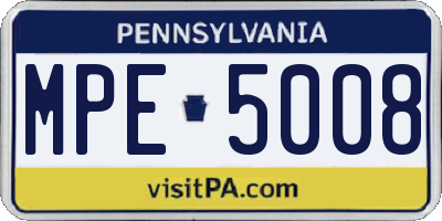 PA license plate MPE5008