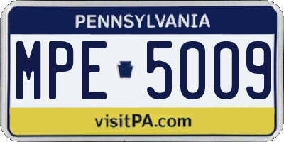 PA license plate MPE5009