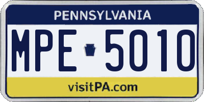 PA license plate MPE5010