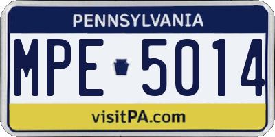 PA license plate MPE5014