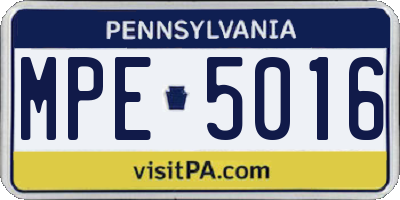 PA license plate MPE5016