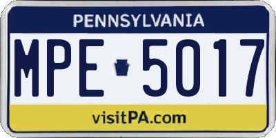 PA license plate MPE5017