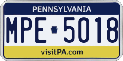 PA license plate MPE5018