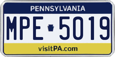 PA license plate MPE5019