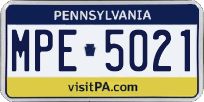 PA license plate MPE5021