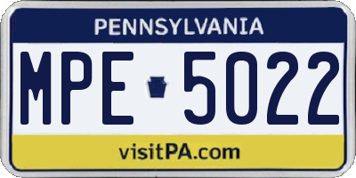 PA license plate MPE5022