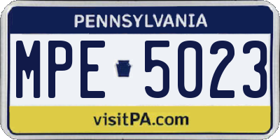 PA license plate MPE5023