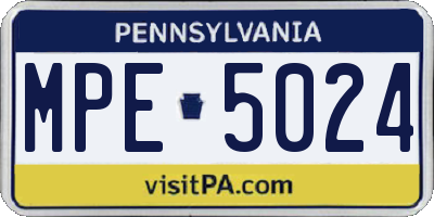 PA license plate MPE5024