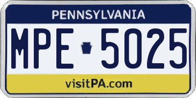 PA license plate MPE5025