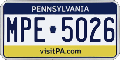 PA license plate MPE5026