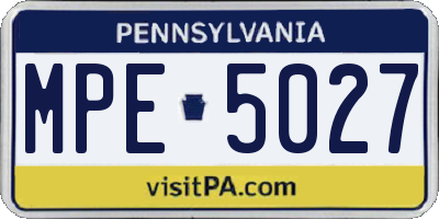 PA license plate MPE5027