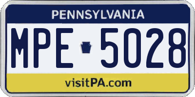 PA license plate MPE5028