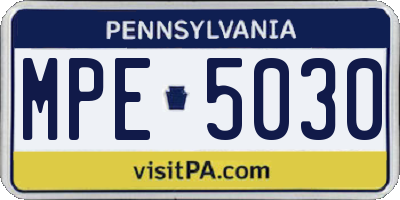 PA license plate MPE5030