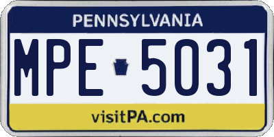 PA license plate MPE5031