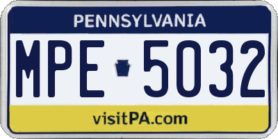 PA license plate MPE5032