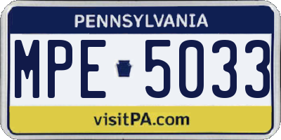 PA license plate MPE5033