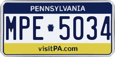 PA license plate MPE5034