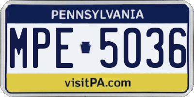 PA license plate MPE5036