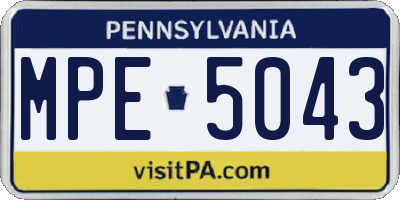 PA license plate MPE5043