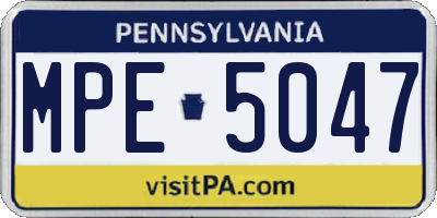 PA license plate MPE5047