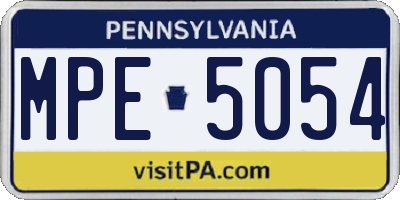 PA license plate MPE5054