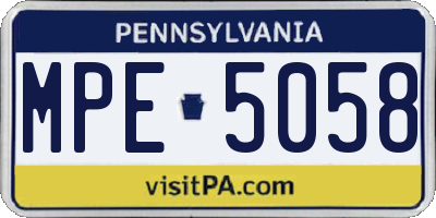PA license plate MPE5058