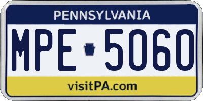 PA license plate MPE5060