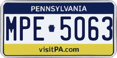 PA license plate MPE5063
