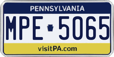 PA license plate MPE5065