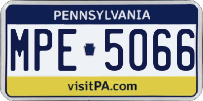 PA license plate MPE5066