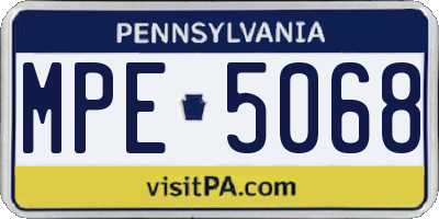 PA license plate MPE5068