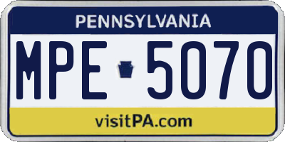 PA license plate MPE5070