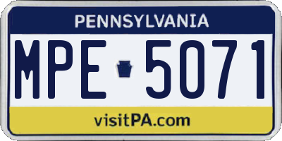 PA license plate MPE5071