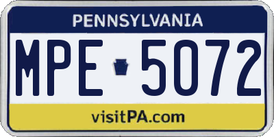 PA license plate MPE5072