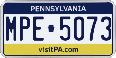 PA license plate MPE5073