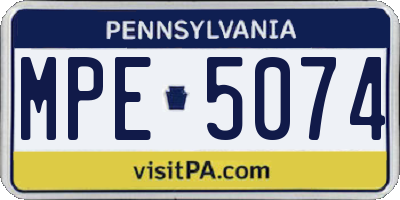 PA license plate MPE5074