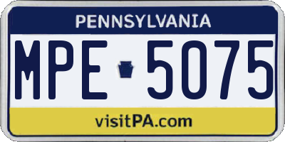 PA license plate MPE5075