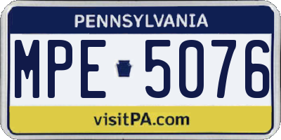 PA license plate MPE5076