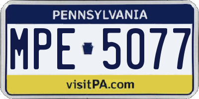PA license plate MPE5077