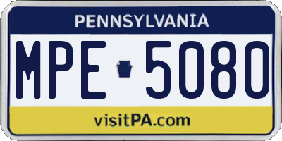 PA license plate MPE5080