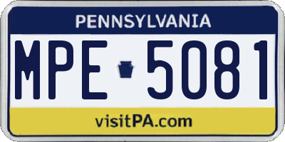 PA license plate MPE5081