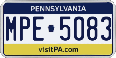 PA license plate MPE5083